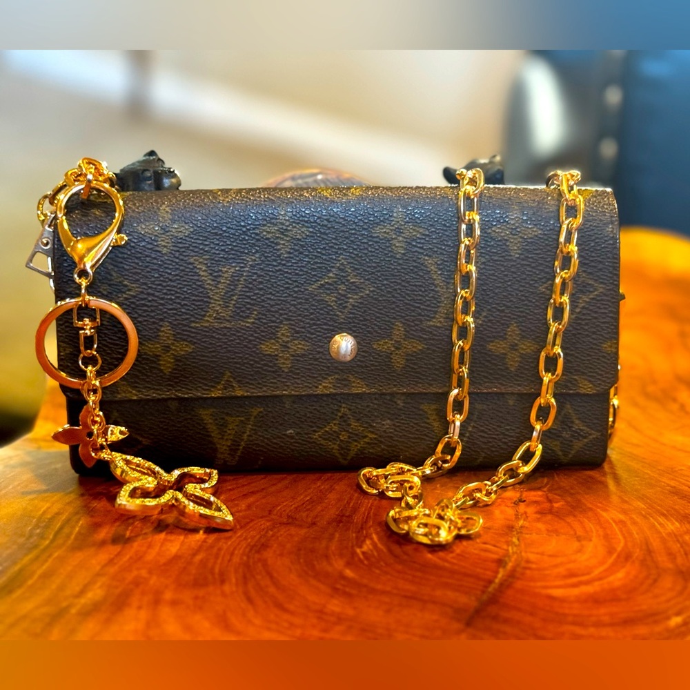 Louis Vuitton monogram long Sarah wallet converted to Crossbody vintage - Picture 3 of 15